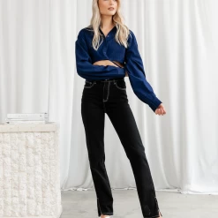 Hideaway Crop Shirt (Midnight Pinstripe) - By Lioness Tops 10 Hideaway Crop Shirt (Midnight Pinstripe) - By Lioness Tops