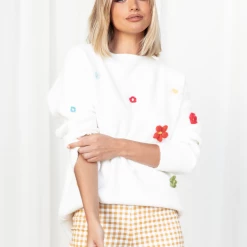 Red Berry Field Of Flowers Knit Jumper Tops