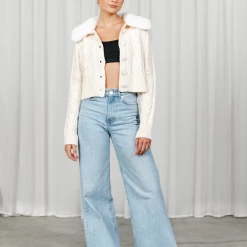 Tops Gigi Crop Cardi (Cream) - By Lioness