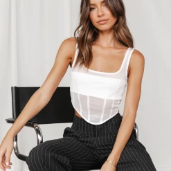 Charcoal Clothing Tops Cruise Corset Top (White)