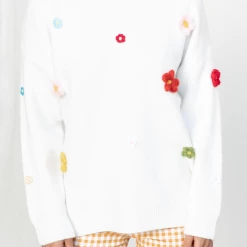 Red Berry Field Of Flowers Knit Jumper Tops