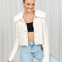 Tops Gigi Crop Cardi (Cream) - By Lioness
