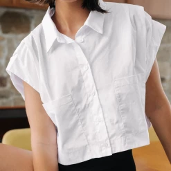 Charcoal Clothing Tops Fast Forward Crop Top (White)