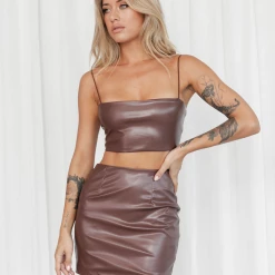 Charcoal Clothing New Arrivals Chicago Crop Top (Brown) 11 Charcoal Clothing New Arrivals Chicago Crop Top (Brown)