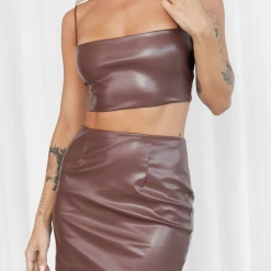 Charcoal Clothing Chicago Mini Skirt (Brown)