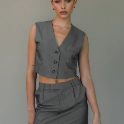 Charcoal Clothing Sidewalk Vest Top (Grey)