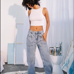 Charcoal Clothing Montana Wide Leg Jeans (Blue)