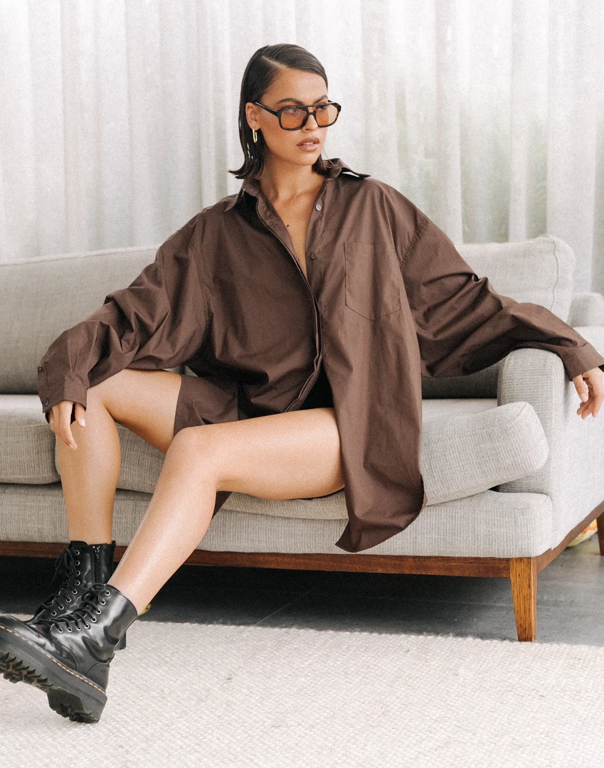 Charcoal Clothing Tops South Beach Shirt (Brown) 4 Charcoal Clothing Tops South Beach Shirt (Brown)