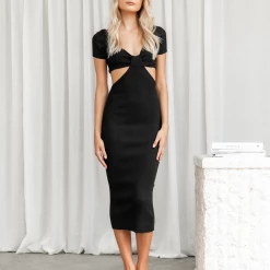 Charcoal Clothing Dresses Posie Midi Dress (Black)