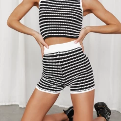 Redberry Rylee Knit Shorts (Black/White) Sets + Co-ords