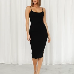 Sweet Acacia Ramsy Midi Dress (Black)