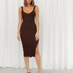Charcoal Clothing New Arrivals Banks Midi Dress (Brown)