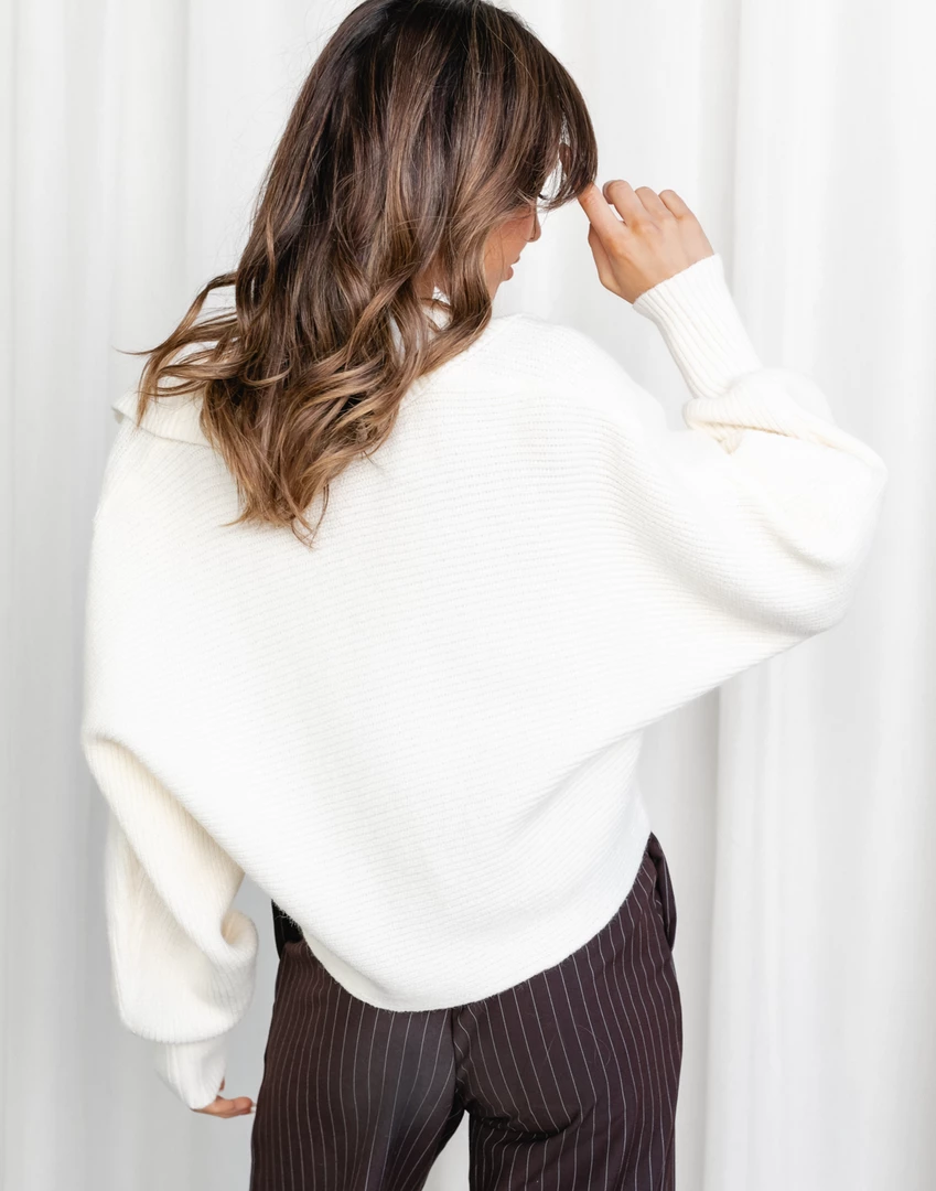 Pink Diamond Tops Walk My Way Knit Jumper (Cream) 3 Pink Diamond Tops Walk My Way Knit Jumper (Cream)