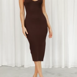 Charcoal Clothing New Arrivals Banks Midi Dress (Brown)