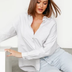 Into Fashion Aubrey Shirt (Grey) New Arrivals