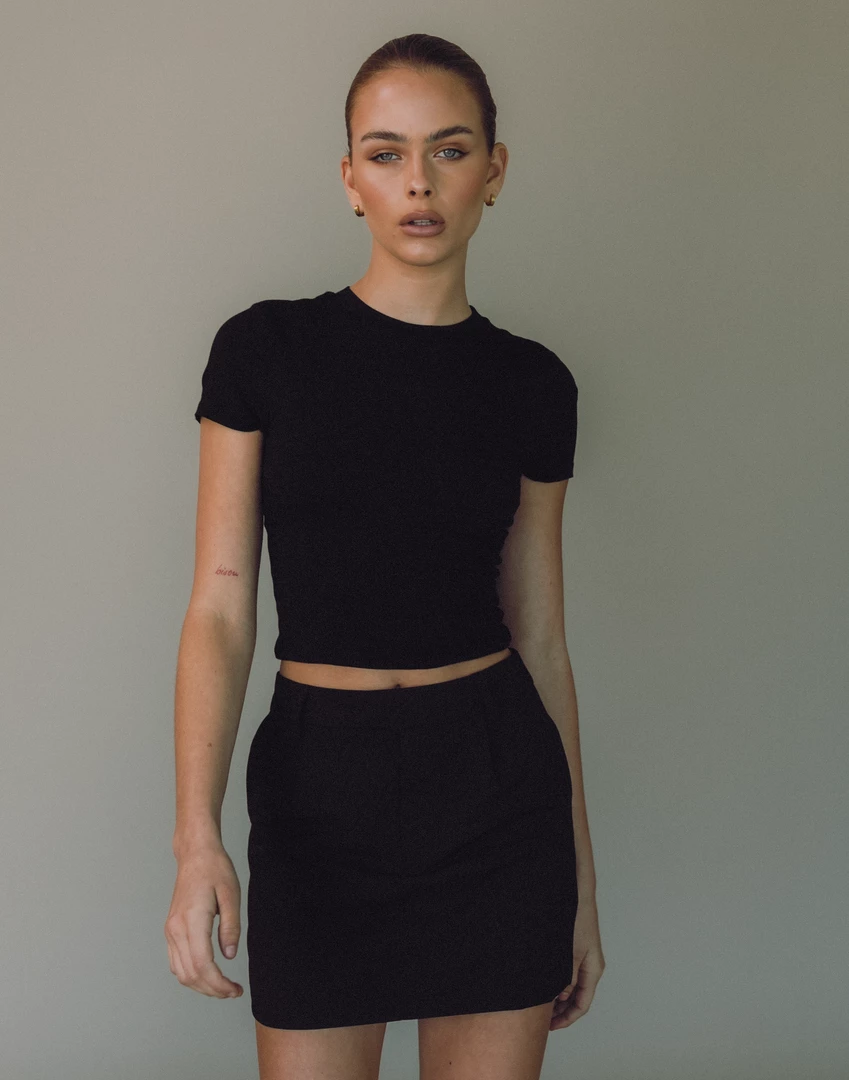 Charcoal Clothing Sidewalk Mini Skirt (Black) 2 Charcoal Clothing Sidewalk Mini Skirt (Black)