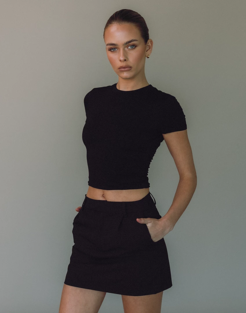 Charcoal Clothing Sidewalk Mini Skirt (Black) 7 Charcoal Clothing Sidewalk Mini Skirt (Black)