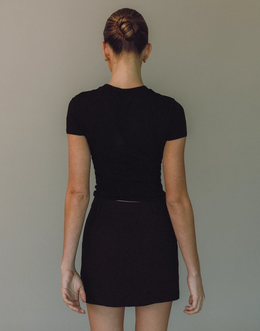 Charcoal Clothing Sidewalk Mini Skirt (Black) 3 Charcoal Clothing Sidewalk Mini Skirt (Black)