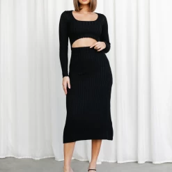 Main Squeeze Midi Dress (Black) - By Lioness Dresses