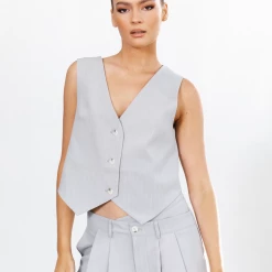 Gisele Vest (Grey Pinstripe) - By Lioness