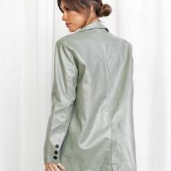 Pink Diamond Meilani Blazer (Sage) Tops