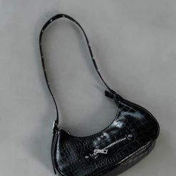 Peta And Jain New Arrivals Moto Bag (Black Croc) - By Peta + Jain