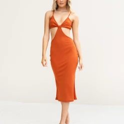 Oscar Street Naomy Midi Dress (Rust) Dresses