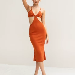 Oscar Street Naomy Midi Dress (Rust) Dresses