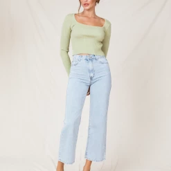 Pink Diamond Hariette Crop Top (Sage)
