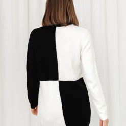 Pink Diamond Roma Knit Jumper Dress (Black/White)