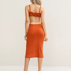 Oscar Street Naomy Midi Dress (Rust) Dresses