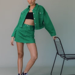 Charcoal Clothing Park Avenue Mini Skirt (Green)