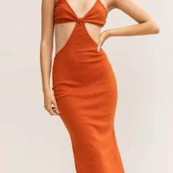 Oscar Street Naomy Midi Dress (Rust) Dresses