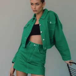 Charcoal Clothing Park Avenue Mini Skirt (Green)