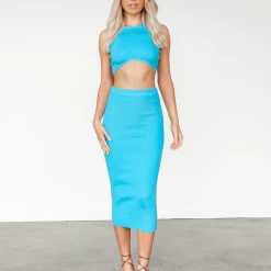 My Girl Serita Midi Skirt (Blue)