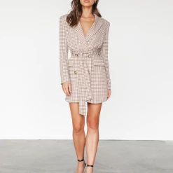 Rochelle Blazer Dress (Beige) - 4th & Reckless