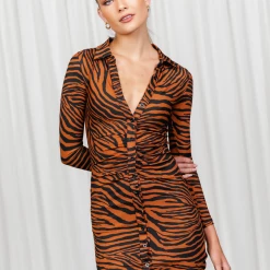 Mint Vanilla Armelle Mini Dress (Brown Zebra)