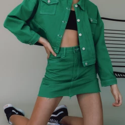 Charcoal Clothing Park Avenue Mini Skirt (Green)