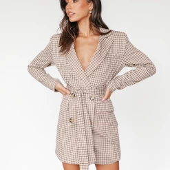Rochelle Blazer Dress (Beige) - 4th & Reckless