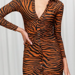 Mint Vanilla Armelle Mini Dress (Brown Zebra)