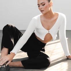 Redberry Wonder Knit Long Sleeve Top (White)