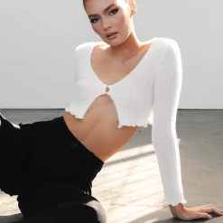 Redberry Wonder Knit Long Sleeve Top (White)