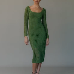 Indikah Zoya Midi Dress (Green) New Arrivals