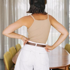 Charcoal Clothing Tops Summertime Bodysuit (Beige)