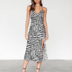 Alive Girl Emersyn Midi Dress (Zebra Print) Dresses