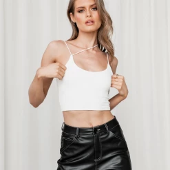 Mint Vanilla Selena Crop Top (White) Tops