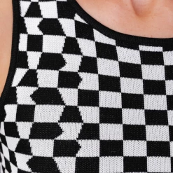 Thanne Hadleigh Knit Top (Black/White Check)