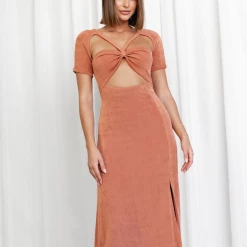 Pink Diamond Addicted To Love Midi Dress (Rust) Dresses