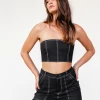 Into Fashion Sets + Co-ords Vivienne Crop Top (Black)