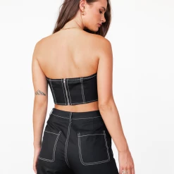 Into Fashion Sets + Co-ords Vivienne Crop Top (Black)